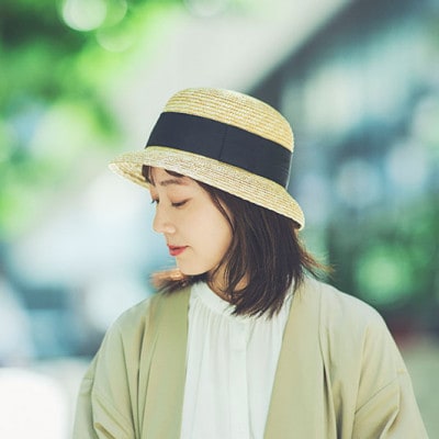春日部市伝統工芸品　田中帽子店　麦わら帽子　シエル(BK)　頭囲58cm　UK-H136-BK-M