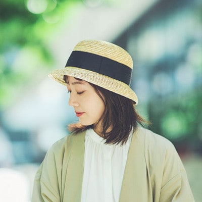 春日部市伝統工芸品　田中帽子店　麦わら帽子　シエル(BK)　頭囲56cm　UK-H136-BK-S