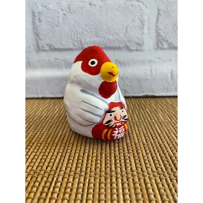 達磨抱き酉(とり)手作り張子人形