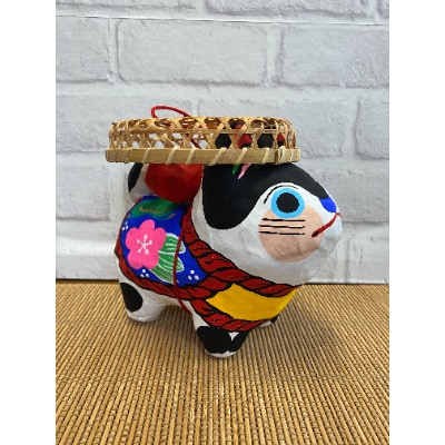 ざるかぶり犬張子(大)　手作り張子人形