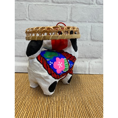 ざるかぶり犬張子(大)　手作り張子人形