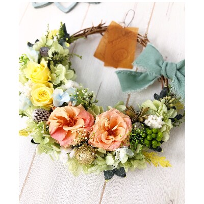 プリザーブドフラワーリース エスポワール オレンジ 春日部市就労継続支援a型 シュガーパイン お礼品詳細 ふるさと納税なら さとふる