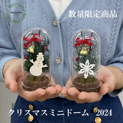 プリザーブドフラワーアレンジ【コルクミニドーム 2個セット　雪の結晶/雪だるま】 シュガーパイン