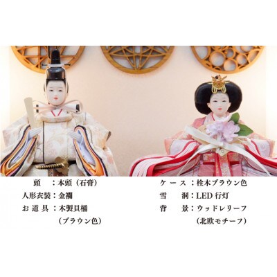 清宝作雛人形ケース飾り　柳親王　柄入りアクリルケース　栓木ブラウン色(AB232A-47)