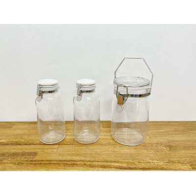 食品の長期保存にぴったり!セラーメイトワンプッシュ便利びん500ml×2本・取手付密封びん1Lセット