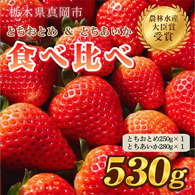 とちおとめ・とちあいか 約530g 食べ比べ セット いちご日本一のまち 栃木県真岡市