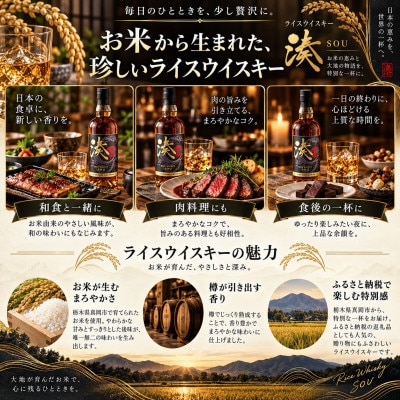 【オーク樽熟成】まろやかな味わい ライスウイスキー 湊 SOU 700ml　2本入り