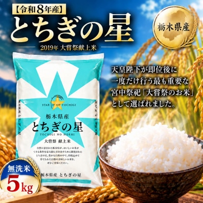 【令和8年産】キラキラ輝く大粒の恵み!栃木県産とちぎの星無洗米5kg　もちもち美味しいお米