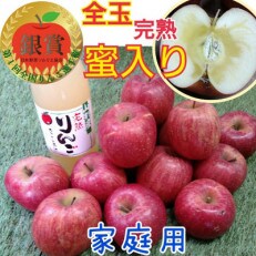 【凍霜害支援】ちょっと規格外◆完熟蜜入りふじりんご&りんごジュース　5kg箱入【S1404】