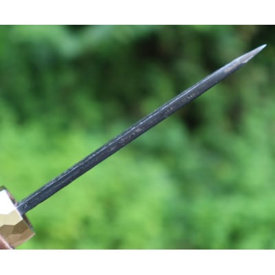 土佐四万十渓流ナイフ105【真鍮丸輪/黒槌目】ダマスカス15層青紙2号鋼