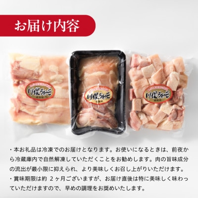 川俣シャモ　焼肉セット　スライス200g、厚切りスライス200g、サイコロステーキ300g