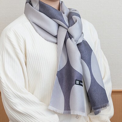 Twill　HABUTAEストール(江戸小紋・鮫・通し水玉柄)シルバーグレー