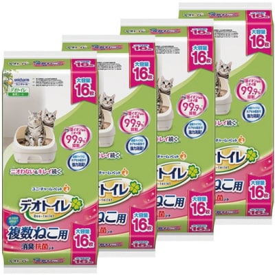 デオトイレ複数ねこ用消臭・抗菌シート16枚×4