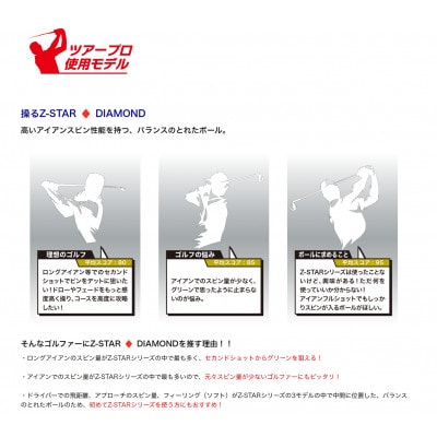 ゴルフボール　スリクソン　Z-STAR　ダイヤモンド3　イエロー【3ダース】