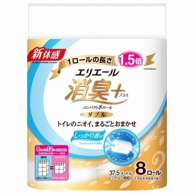 エリエール消臭+トイレットティシュー しっかり香るフレッシュクリアの香り コンパクトダブル 64個