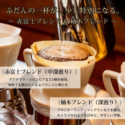 【利き珈琲チャンピオン厳選】豆・赤富士ブレンド&楠木ブレンド|中深煎り・深煎り|赤富士珈琲
