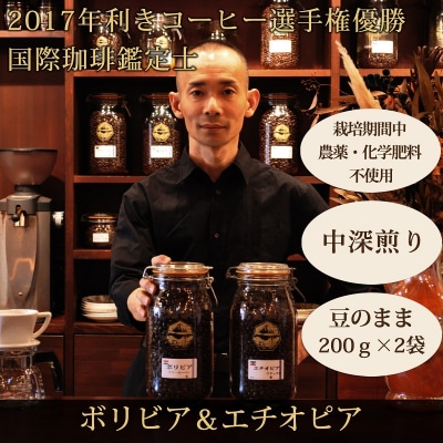 豆・ボリビア&エチオピア|中深煎り|栽培期間中農薬化学肥料不使用|赤富士珈琲