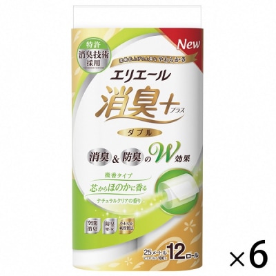 エリエール 消臭+ トイレットティシュー ほのかに香るナチュラルクリアの香り ダブル 72個 25m