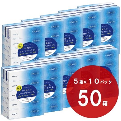 エリエール プラスウォーター(+Water)ティシュー 180組×5箱×10パック(50箱) | ふるさと納税のお礼品