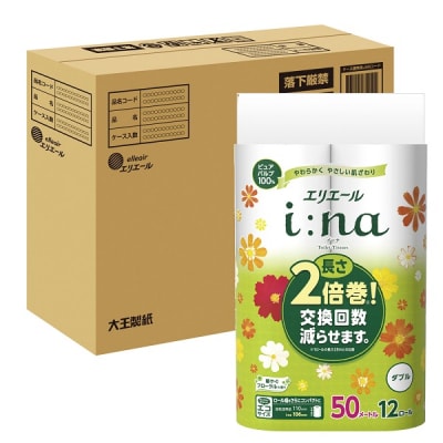 エリエール イーナ トイレットティシュー 2倍巻 ダブル 12R×3パック 【ハーフケース】