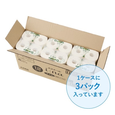 エリエール イーナ トイレットティシュー 2倍巻 ダブル 12R×3パック 【ハーフケース】