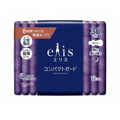 エリス コンパクトガード 特に多い夜用 羽つき 36cm 12枚×27パック