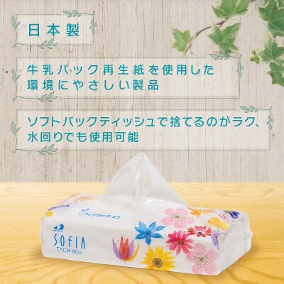 マスコー製紙 ソフィアタッチエコ ティッシュペーパー 150組×5個×20パック (100個)