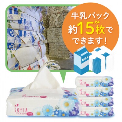 マスコー製紙 ソフィアタッチエコ ティッシュペーパー 150組×5個×20パック (100個)