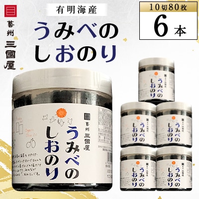 【海苔の三國屋】 うみべのしおのり (10切80枚)  6本セット