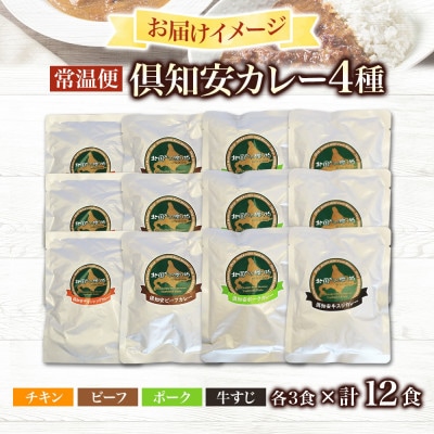 倶知安野菜のカレー食べ比べ4種セット 中辛 200g×計12個