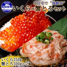 北海道産 いくら醤油漬け250g&amp;蟹とろ300g&times;2個 計3個 セット 北海道 倶知安町