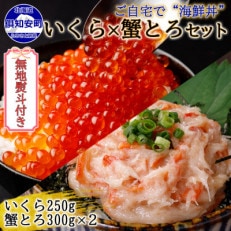 【無地熨斗付き】いくら醤油漬け250g&amp;蟹とろ300g&times;2個 計3個 セット 北海道 倶知安町