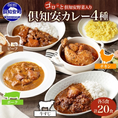 倶知安野菜のカレー食べ比べ4種セット 中辛 計20個