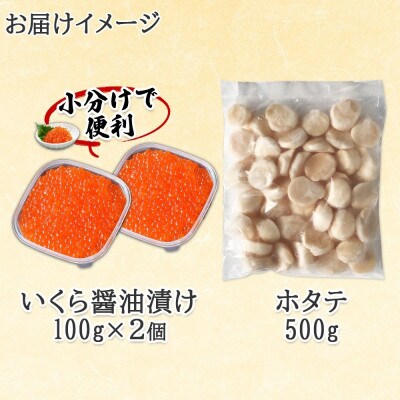 北海道産 いくら醤油漬け 100g×2 ホタテ 500g セット 北海道 倶知安町