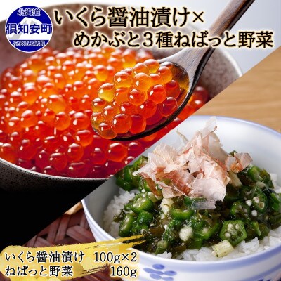 北海道産 いくら醤油漬け200g めかぶと3種のねばっと野菜160g 北海道 倶知安町