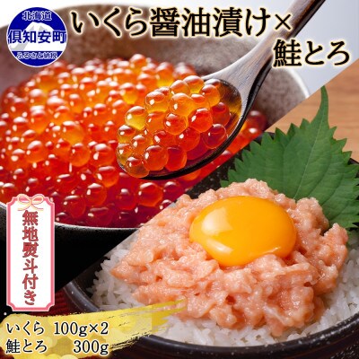 【無地熨斗付き】北海道産 いくら醤油漬け 100g×2 鮭とろ 300g 北海道 倶知安町