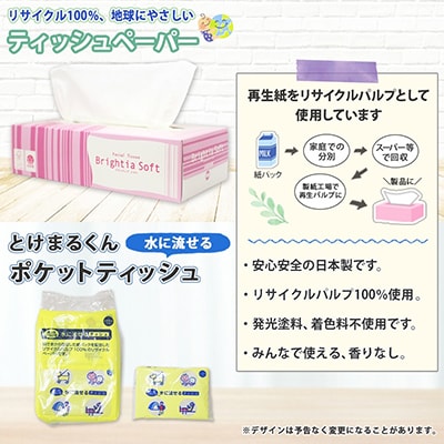 【3ヵ月毎定期便】トイレットペーパー ダブル 12ロール ティッシュ 5箱 ポケット 12個 全4回