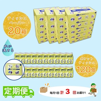 2022年11月発送開始『定期便』北海道産 とけまるくんティッシュ各種大容量セット全3回