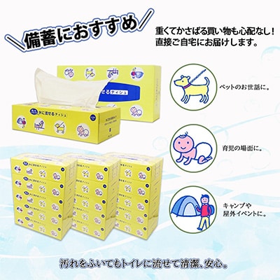 2024年2月発送開始『定期便』水に流せる とけまるくん ティッシュ ボックス 計60箱 全4回