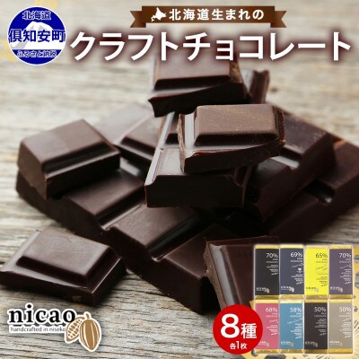 北海道 倶知安町 クラフトチョコレート8枚食べ比べセット (ダーク ミルク ラズベリー 梅酒 等)