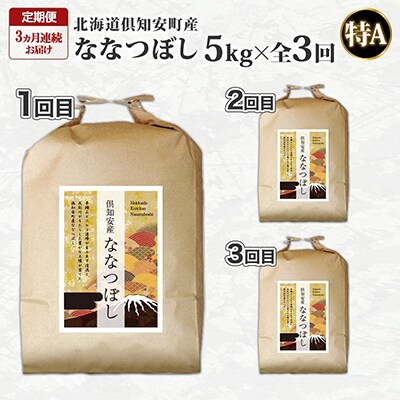 【毎月定期便】北海道 倶知安町産 ななつぼし(精米) 5kg 特A 全3回