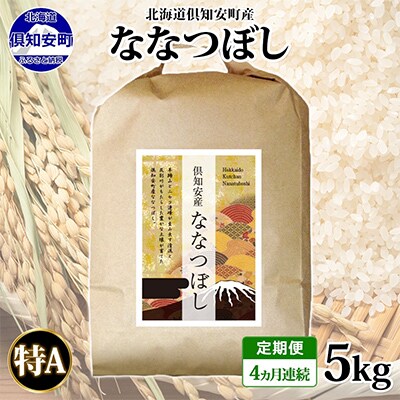 【毎月定期便】北海道 倶知安町産 ななつぼし(精米) 5kg 特A 全4回