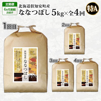 【毎月定期便】北海道 倶知安町産 ななつぼし(精米) 5kg 特A 全4回