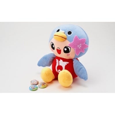 鳩山町イメージキャラクター「はーとん」と缶バッジ3個[№5721-0064]