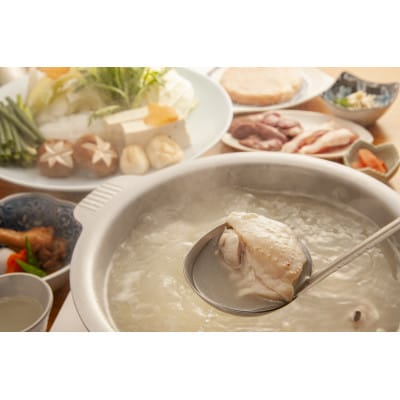 お肉屋さんの贅沢博多地鶏水炊き丸鶏半身セット