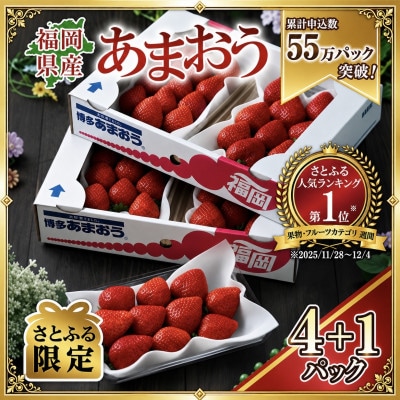 ★いちごランキング1位★【さとふる限定】『春あまおう』5パック(1.2kg以上)【先行受付】