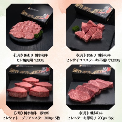 【発送月固定定期便】博多和牛人気部位を毎月お届け!豪華定期便セット(宇美町)全12回