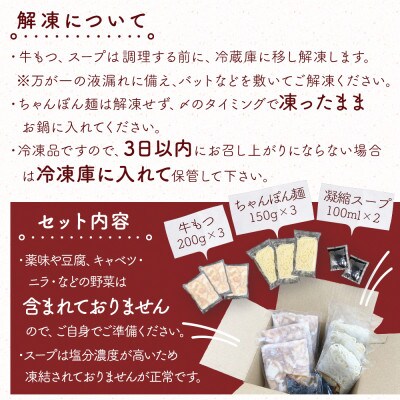 もつ鍋セット 6人前(もつ600g) 濃縮醤油スープ(宇美町)