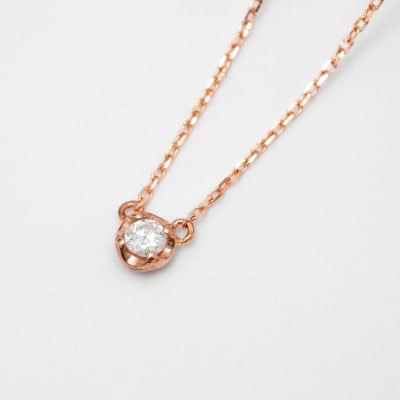 【10金ピンクゴールド ダイヤモンドネックレス】0.05ct 可愛さと上品さを兼ね備えたペンダント