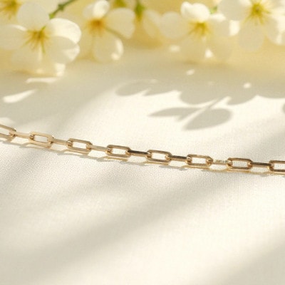 【K18イエローゴールド 長小豆チェーンネックレス】男女兼用43cm 贅沢な大人のジュエリー 大人気